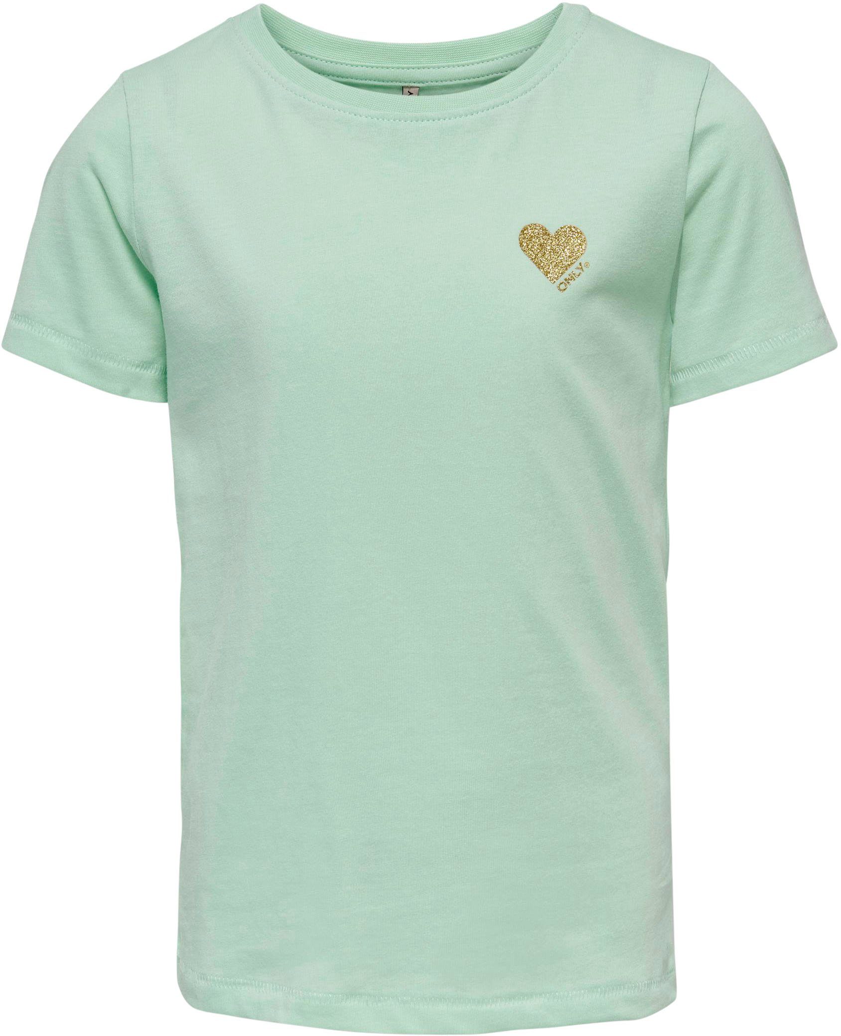 KIDS ONLY KOGKITA JRS LOGO TOP NOOS Kurzarmshirt mit Glitzerdruck mist S/S green