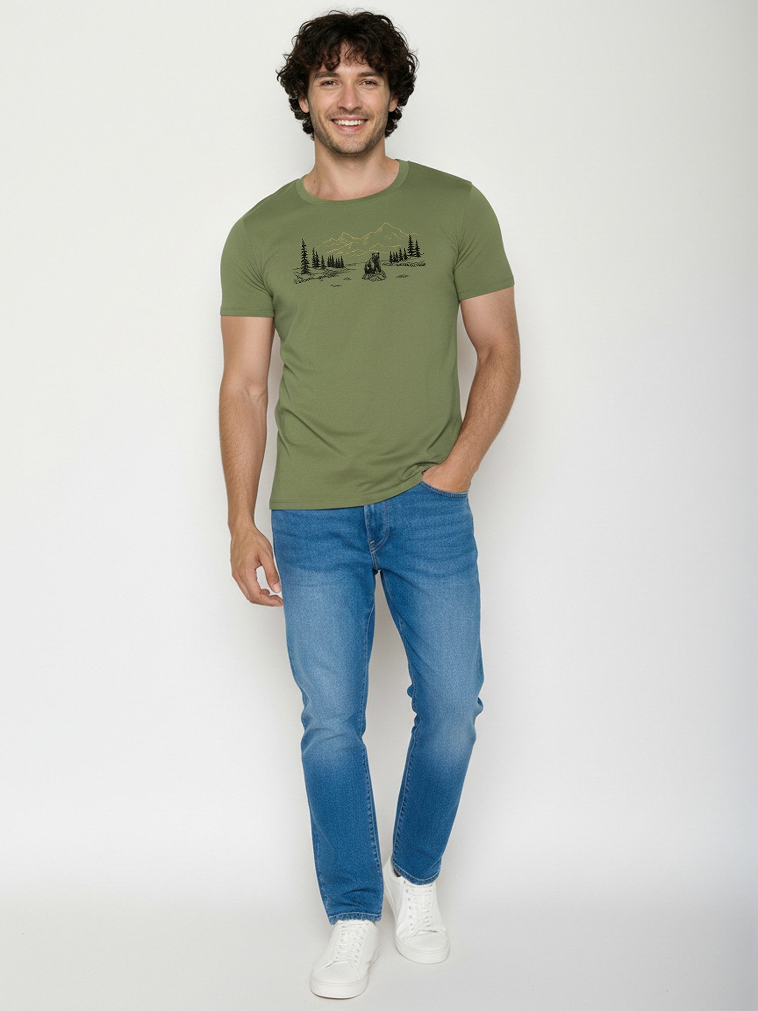 GreenBomb T-Shirt Guide Bear River (1-tlg., 1) klassischer Schnitt, tailliert, Rundhalsausschnitt, Bio-Baumwolle