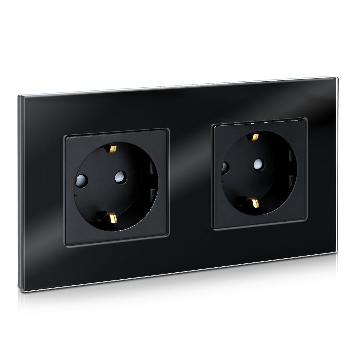 Navaris Steckdose Glas Schuko Steckdose zweifach - mit Montagematerial - Doppelsteckdose, 1-St.