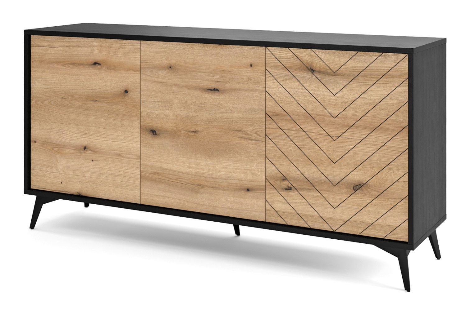 Feldmann-Wohnen Sideboard Diamond (1 St), 153cm Evoke Oak schwarz
