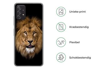 MuchoWow Handyhülle Löwe - Porträt - Schwarz - Tiere, Phone Case, Handyhülle Samsung Galaxy A53, Silikon, Schutzhülle
