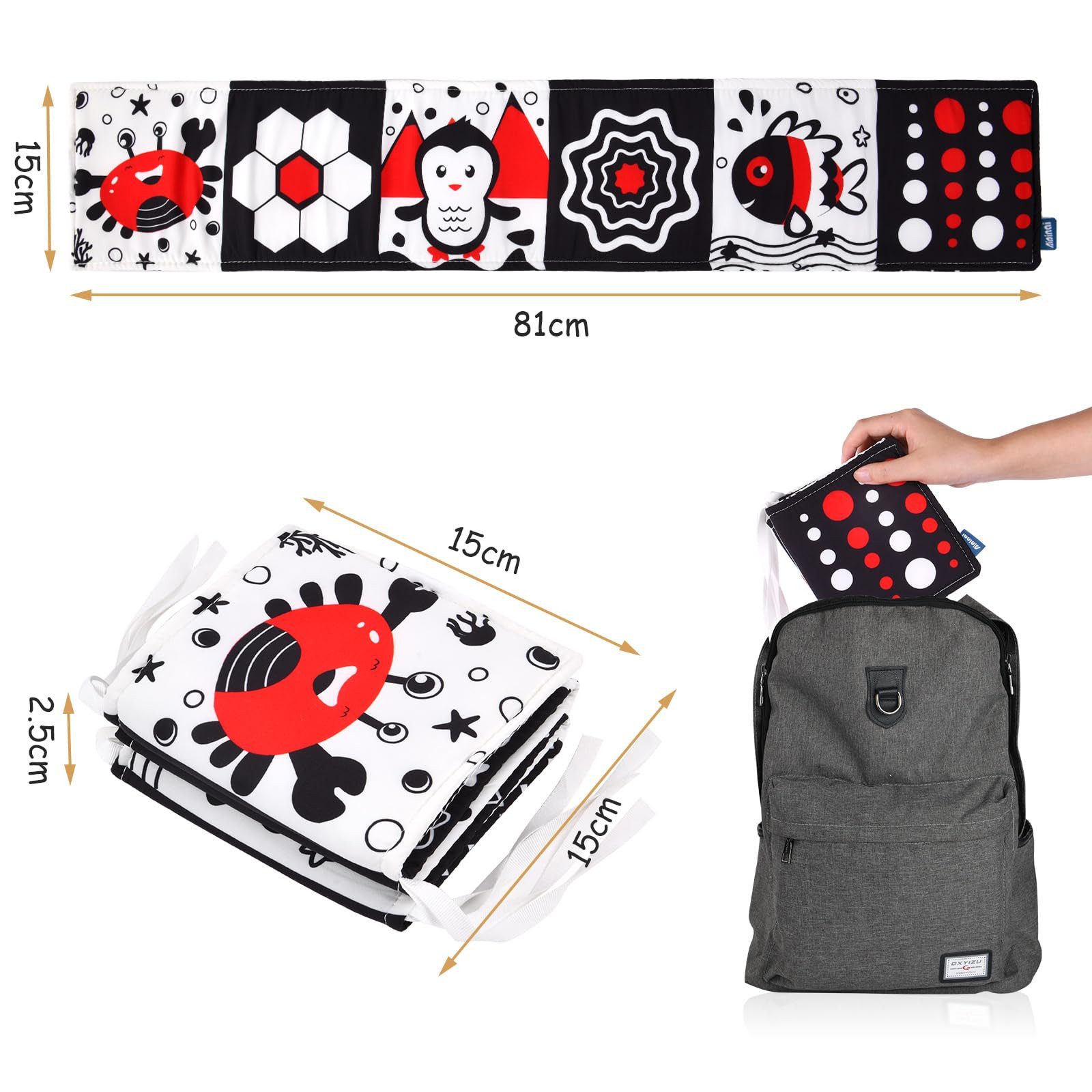 CLTYQ Lernspielzeug Schwarz-Weiß Stoffbuch, Bilderbuch aus Stoff, Geschenki günstig online kaufen