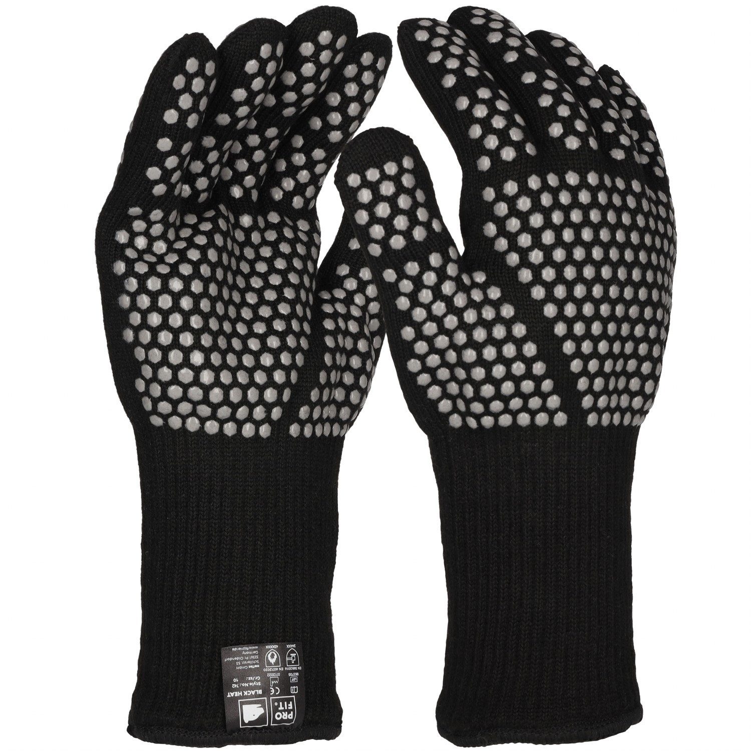 PRO FIT by Fitzner Hitzeschutzhandschuhe BLACK HEAT Hitzeschutzhandschuh,rutschfeste Silikonbenoppung 10