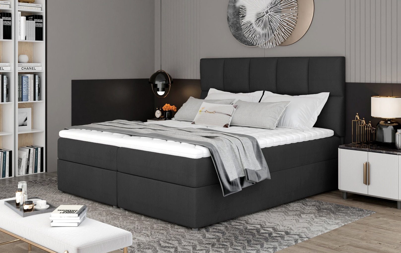Xlmoebel Boxspringbett Schlafzimmer Bett Boxspringbett Modern Textil Stoff Doppelbett (1-St., Bett), Hergestellt in Europa