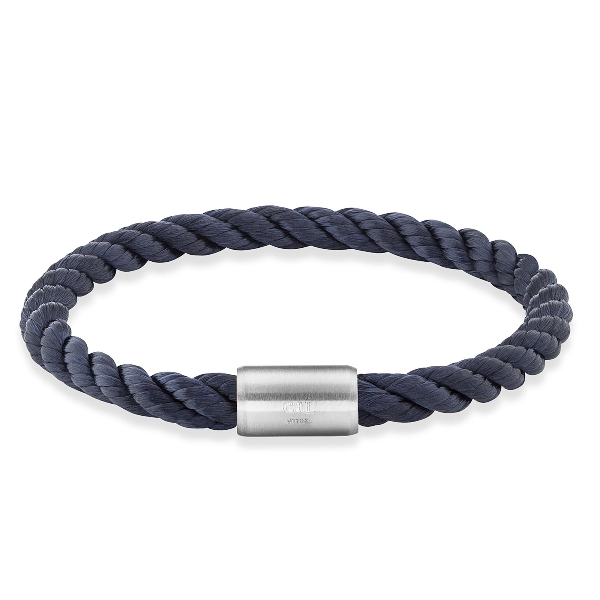 Herren Schmuck CAÏ Armband Edelstahl Textilband Navy blau 23cm