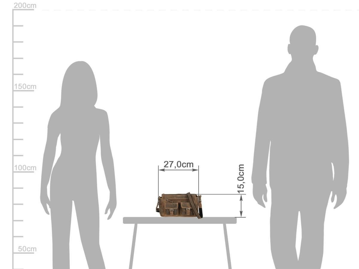 Greenburry Umhängetasche "Vintage" Leder, used Look, Schultertasche 27x15cm, Damentasche, antikbraun