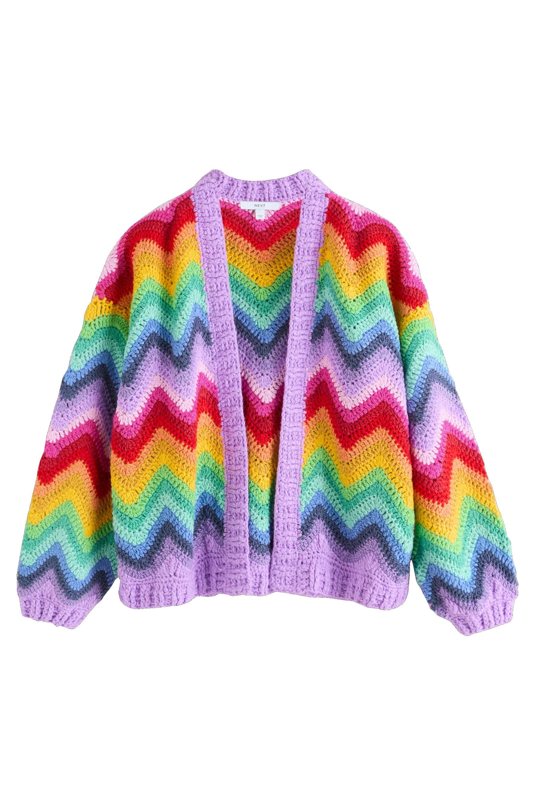 Next Strickjacke Strickjacke mit Bindedetail, von Hand gestrickt (1-tlg)