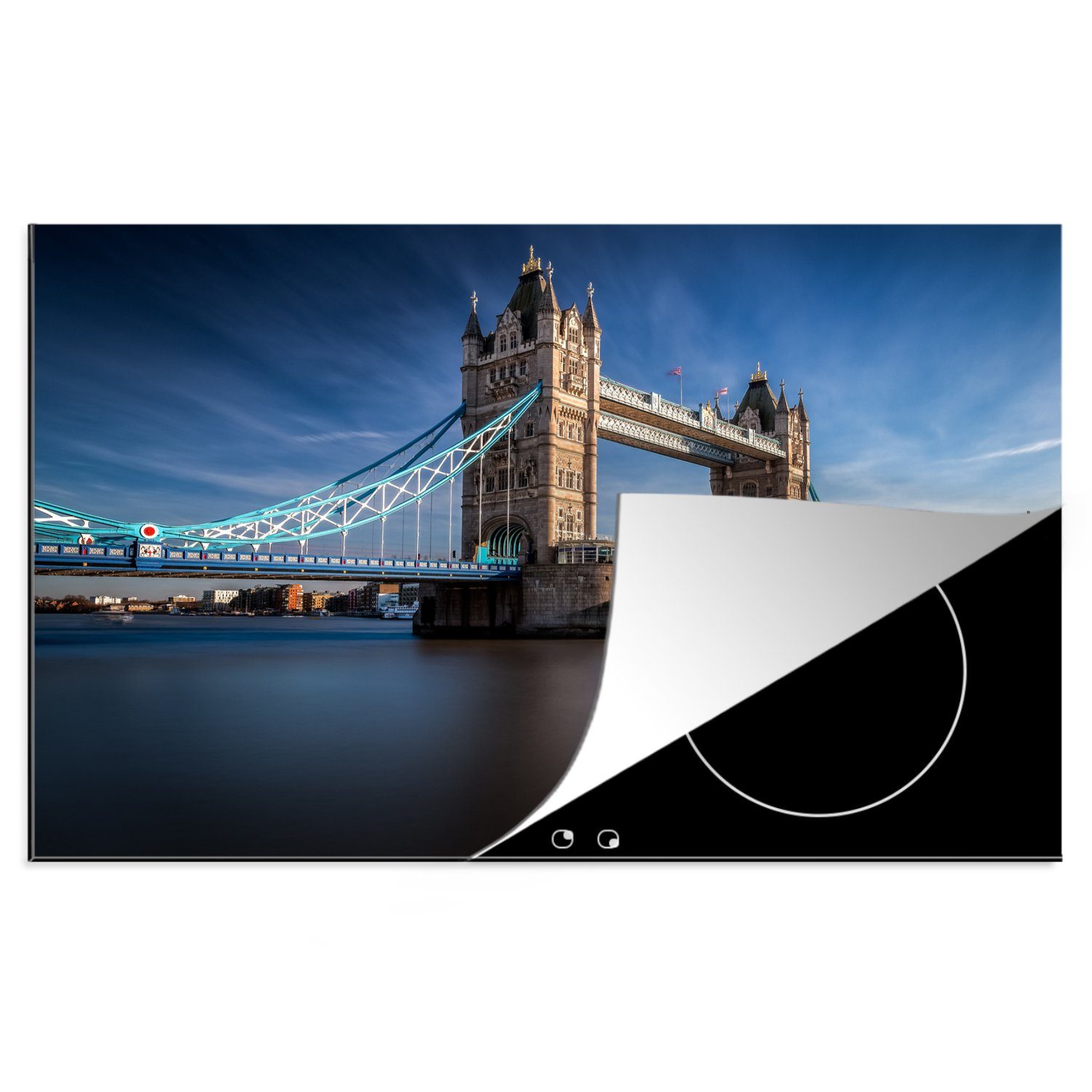 MuchoWow Herdblende-/Abdeckplatte Tower Bridge - Themse - London, Vinyl, (1 tlg), 81x52 cm, Induktionskochfeld Schutz für die küche, Ceranfeldabdeckung