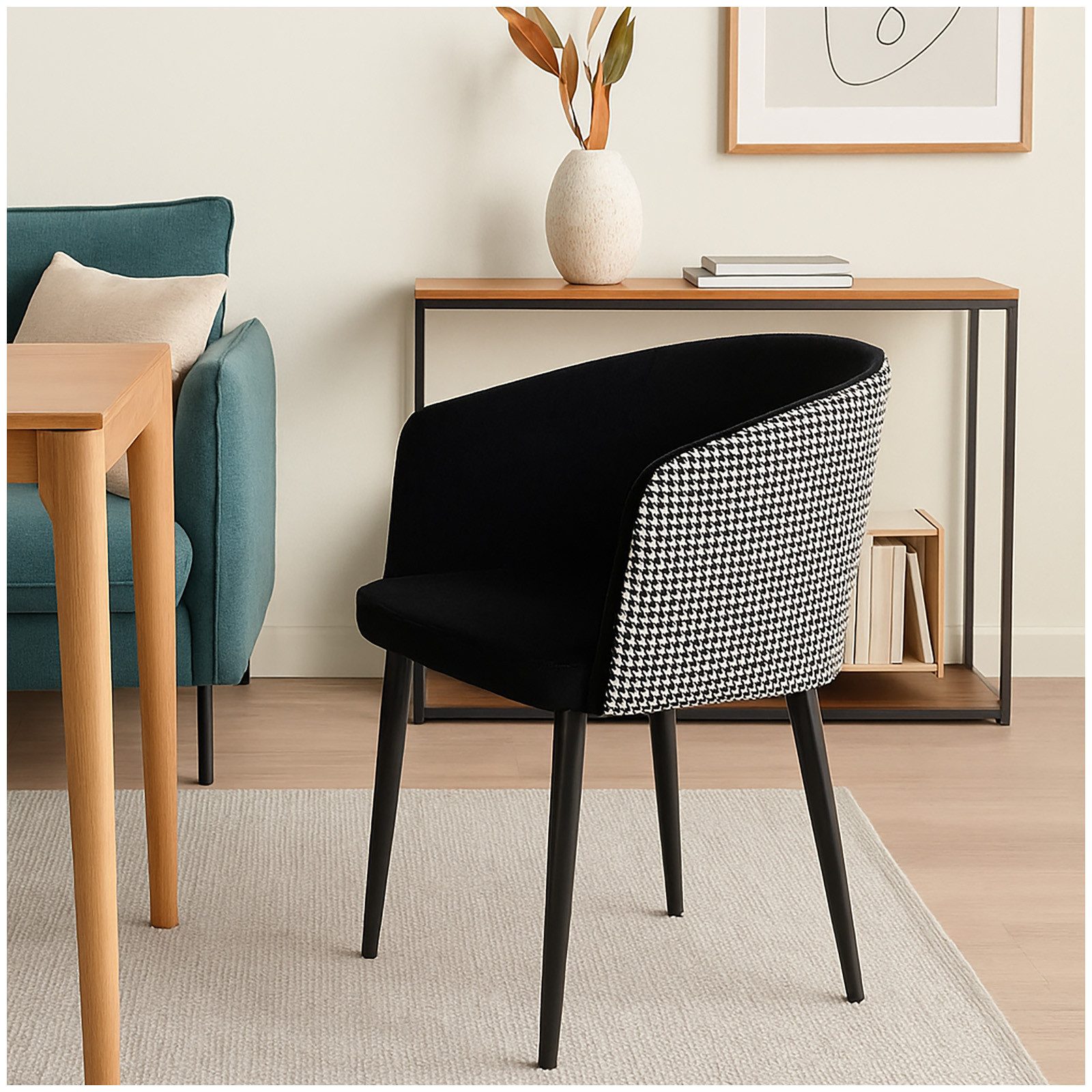 HTI-Living Esszimmerstuhl Stuhl Destin Hahnentritt Schwarz-Weiß günstig online kaufen