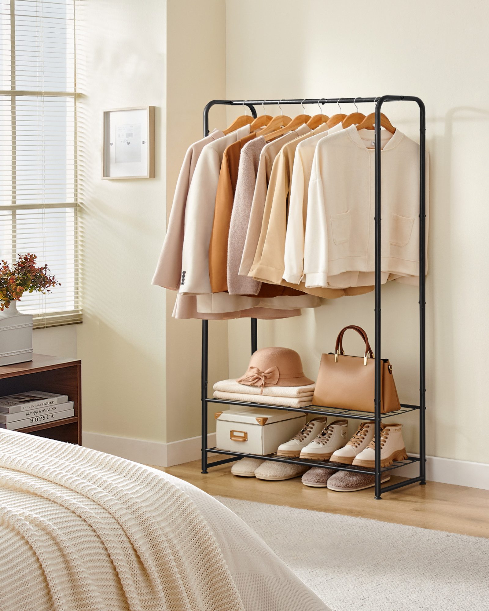 SONGMICS Kleiderständer offener Kleiderschrank, Garderobenständer mit Ablagen