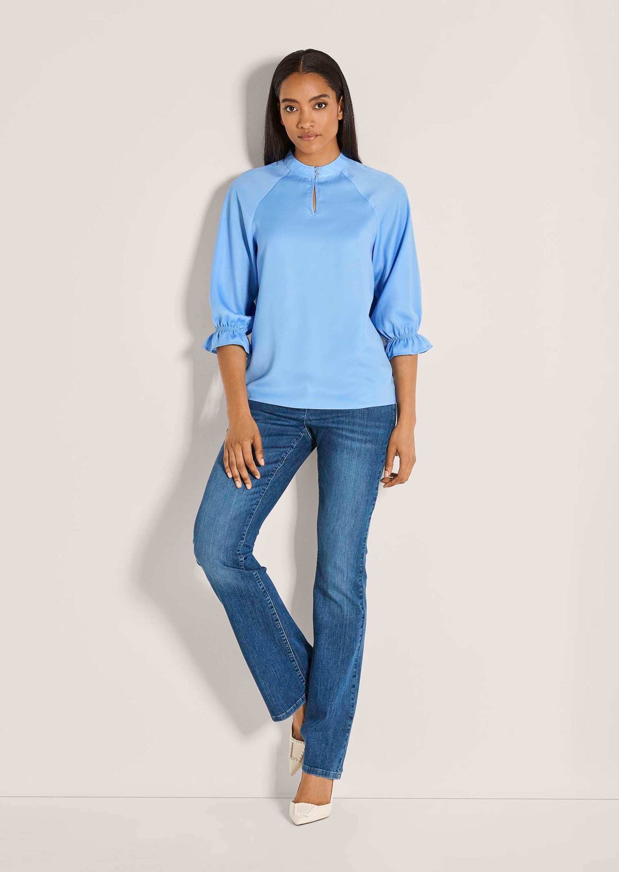 MADELEINE Langarmbluse Elegante Damenbluse mit Stehkragen Verspieltes Desig günstig online kaufen