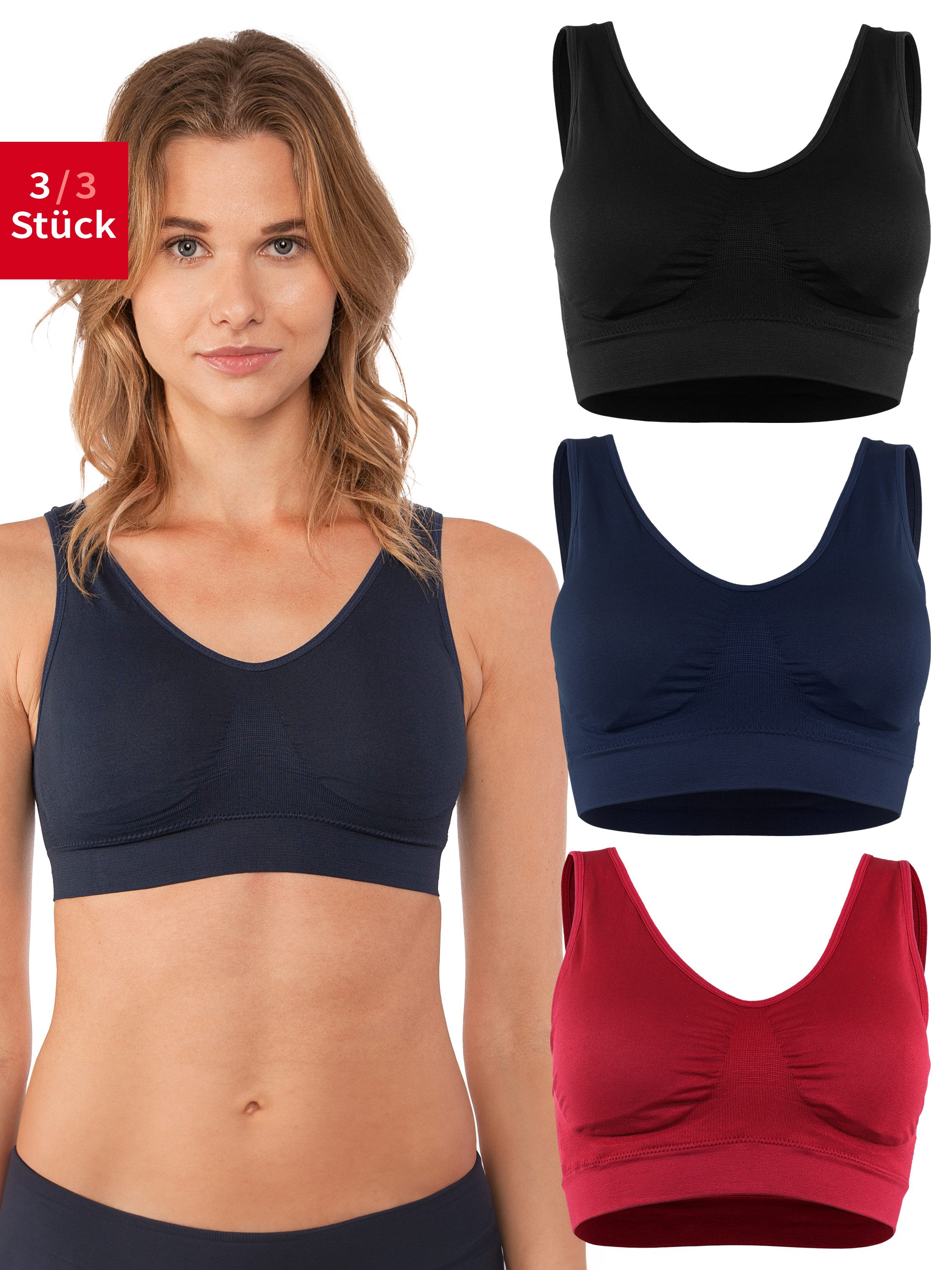 Fabio Farini Sport-BH Gepolsterter Schalen BH starker Halt ohne Bügel (Pack günstig online kaufen