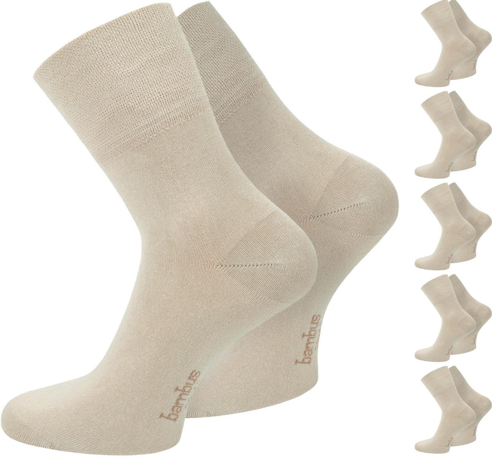 Kurzschaft normani Bambus-Gesundheitssocken Paar) durch Viskose 6 (6er-Set, Beige Basicsocken 6 seidenweich Paar