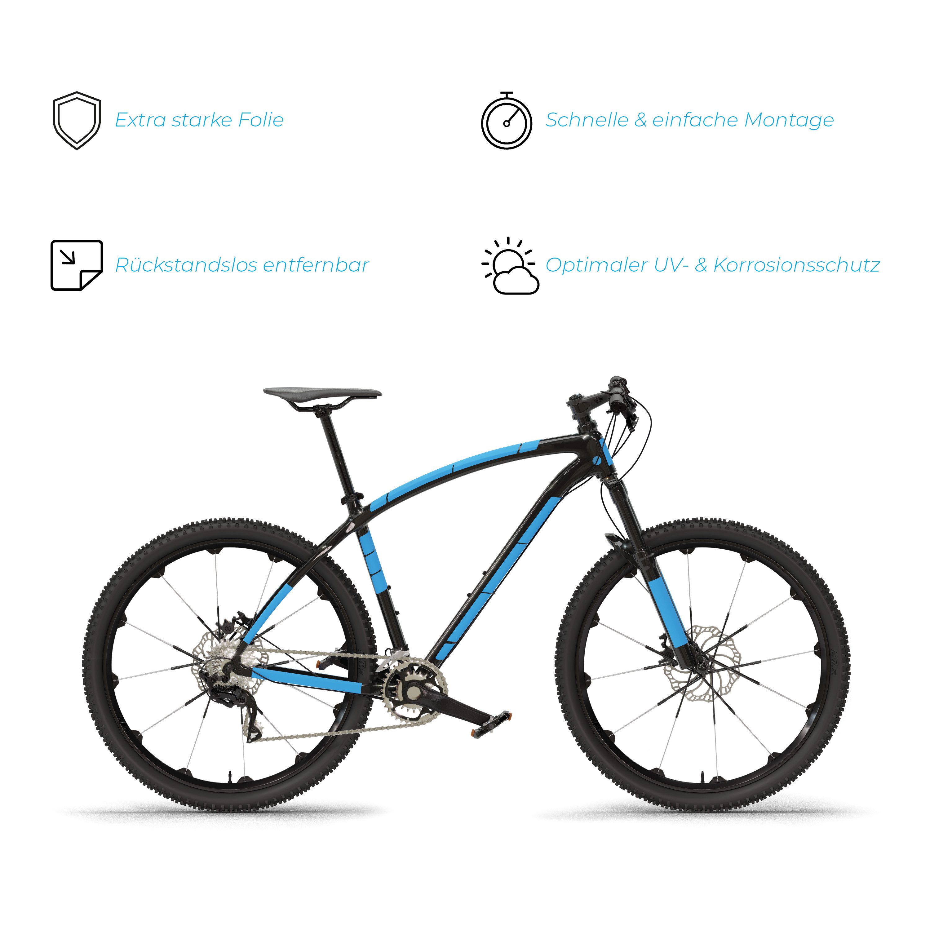 Blackshell Lackschutzfolie Fahrrad Aufkleber Schutzfolie, Trekking, BMX, MTB Carbon Schwarz, 24-teilig, Steinschlagschutzset, Lackschutzfolie, Einfache Montage