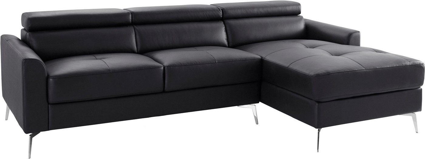 INOSIGN Ecksofa »Juno«, in trendigen Farben, in 3 verschiedenen Bezugsqualitäten und mit schönen chromfarbenen Metallbeinen, Breite 162 cm-HomeTrends