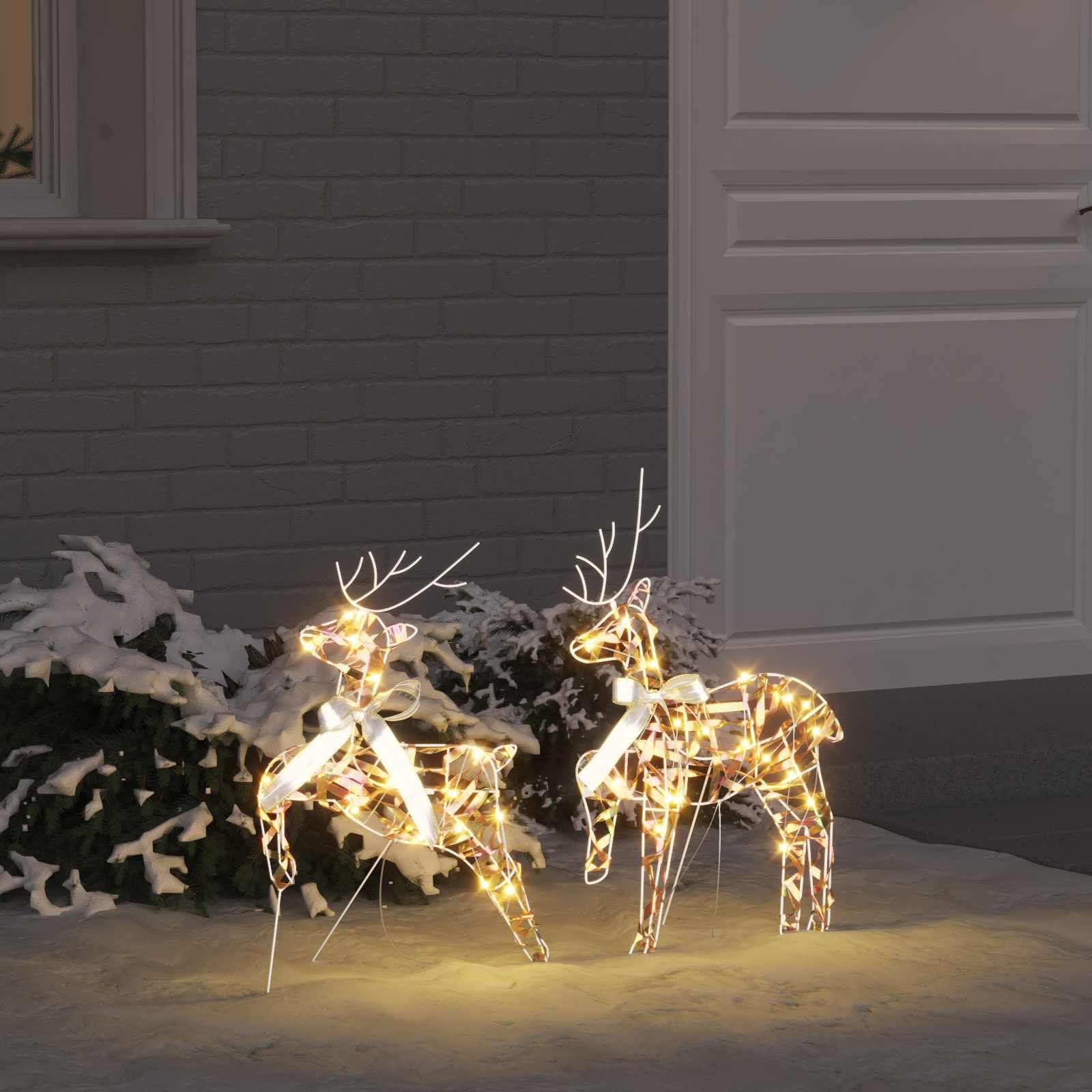 vidaXL Christbaumschmuck LED Rentiere mit 40 LEDs 2 pcs Warmes Weiß PET (2-tlg)