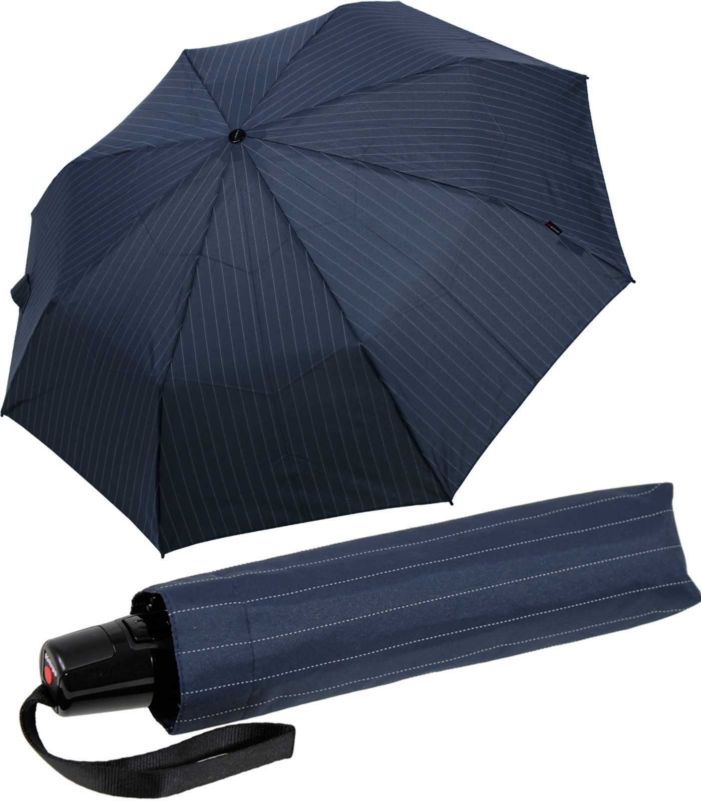 Knirps® Taschenregenschirm Knirps Regenschirm Fiber sturmfest - Pinstripe, T2 Duomatic navy-blau