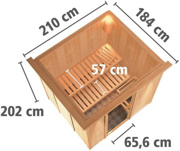 Karibu Sauna Dima, BxTxH: 210 x 184 x 202 cm, 68 mm, (Set) 3,6-kW-Plug & Play Ofen mit integrierter Steuerung