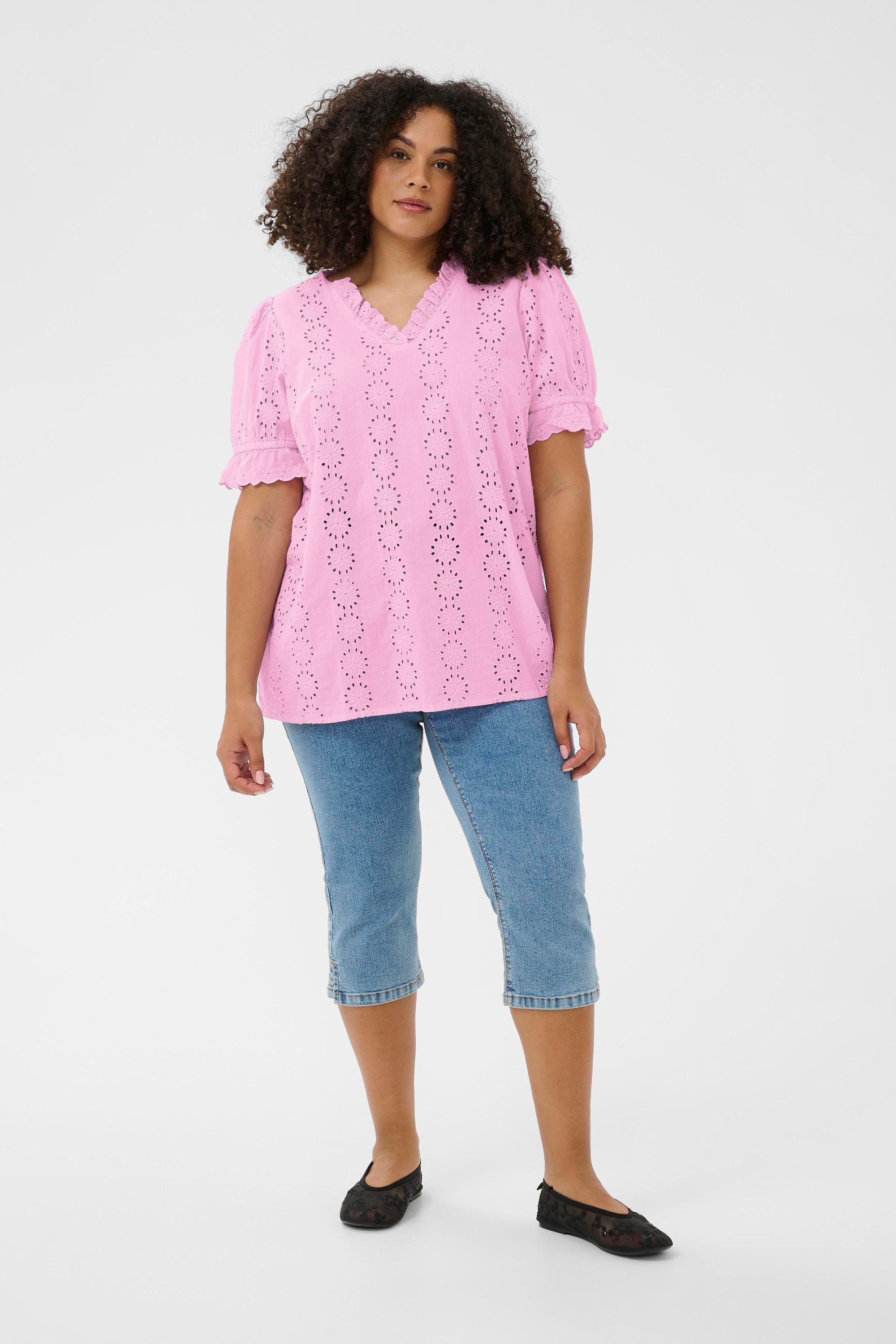 KAFFE Curve Kurzarmbluse Kurzarm-Bluse KCdina Große Größen