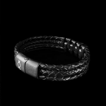 UNIQAL.de Lederarmband Lederarmband Herren "BLACK SCALE" geflochten, (Edelstahl, Echtleder, Casual Style, handgefertigt)