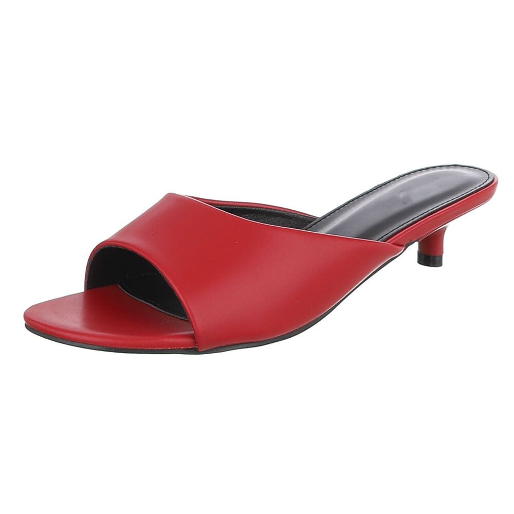 Ital-Design Damen Mules mit Blockabsatz und offener Spitze Pantolette (91849337) Pfennig-/Stilettoabsatz Pantoletten in Rot