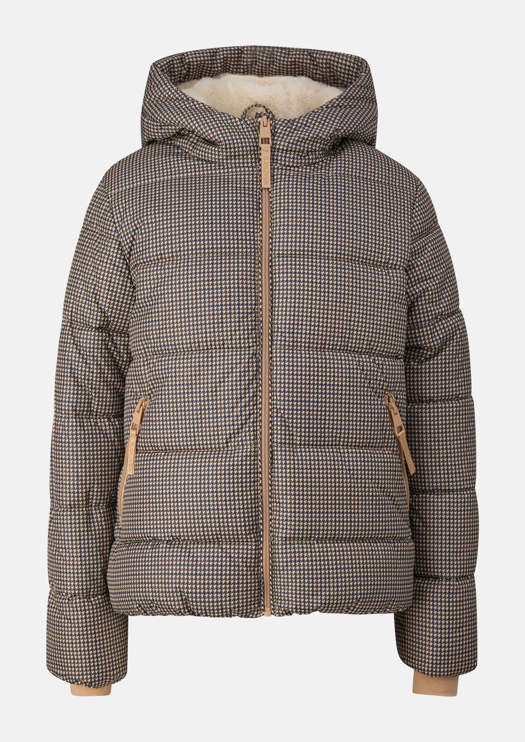 s.Oliver Winterjacke Outdoor-Jacke Wasserabweisende Winterjacke mit Hahnentrittmuster