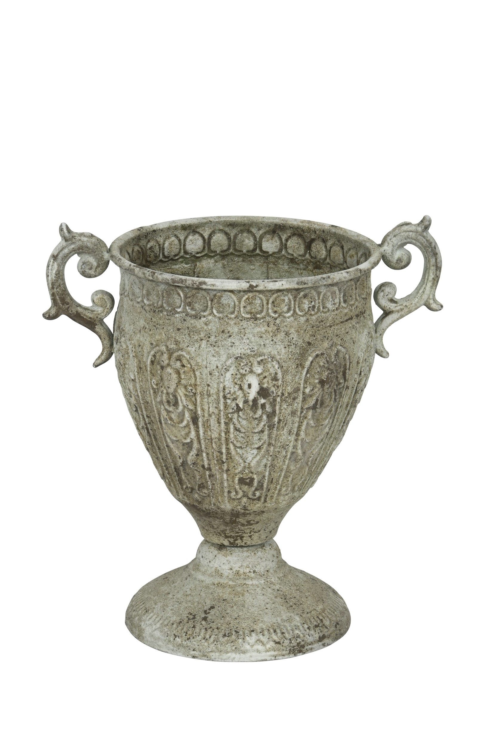 finehomegarden Blumentopf Pokal Metall Grau-Braun Pflanzschale Vintage Blumentopf Pflanzgefäß (1 St), Dekoobjekt im Landhausstil 26x18,5cm H28cm
