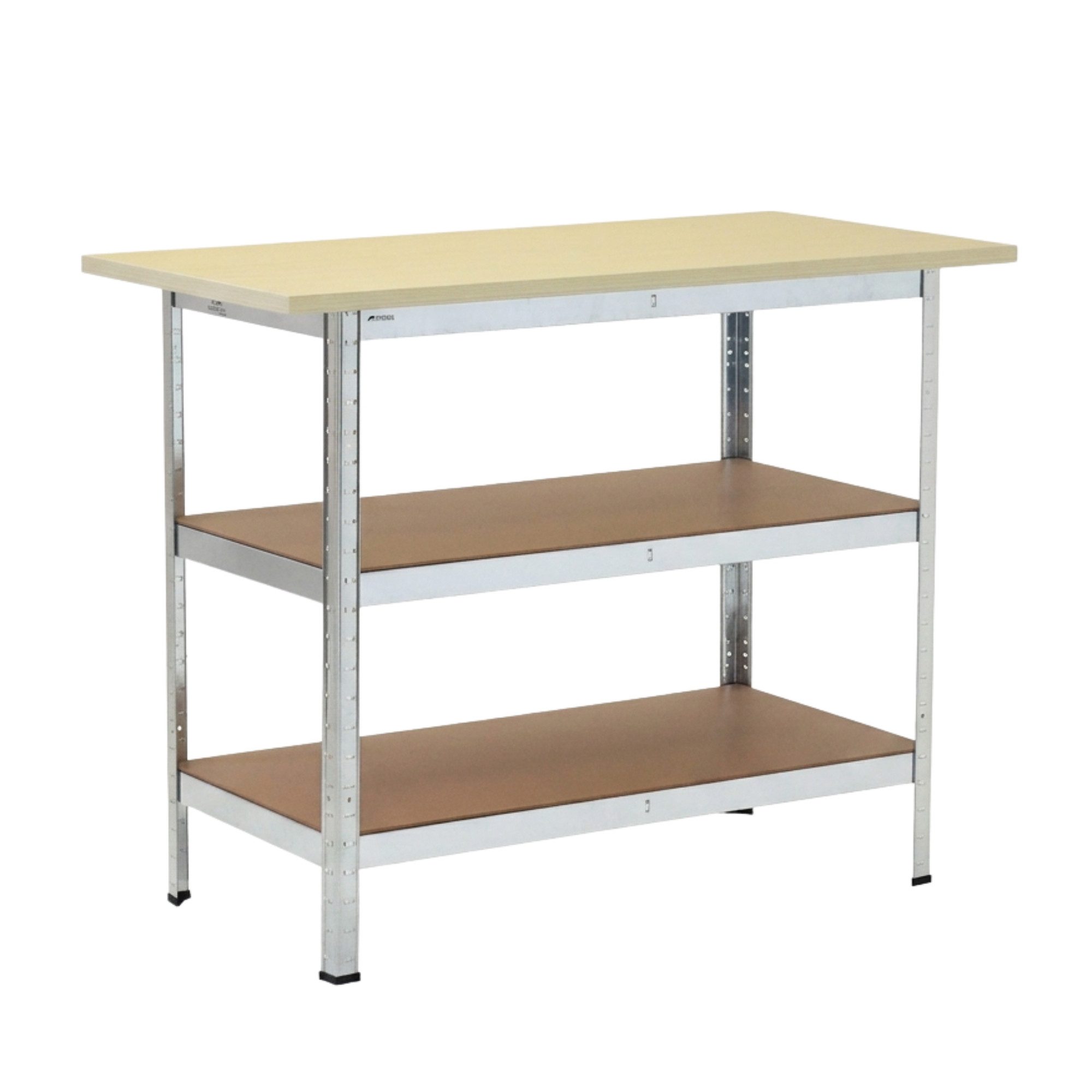 PROREGAL® Werkbank TAURUS 1 Tischplatte + 2 Fachböden HxBxT 92,5x120x60cm Verzinkt