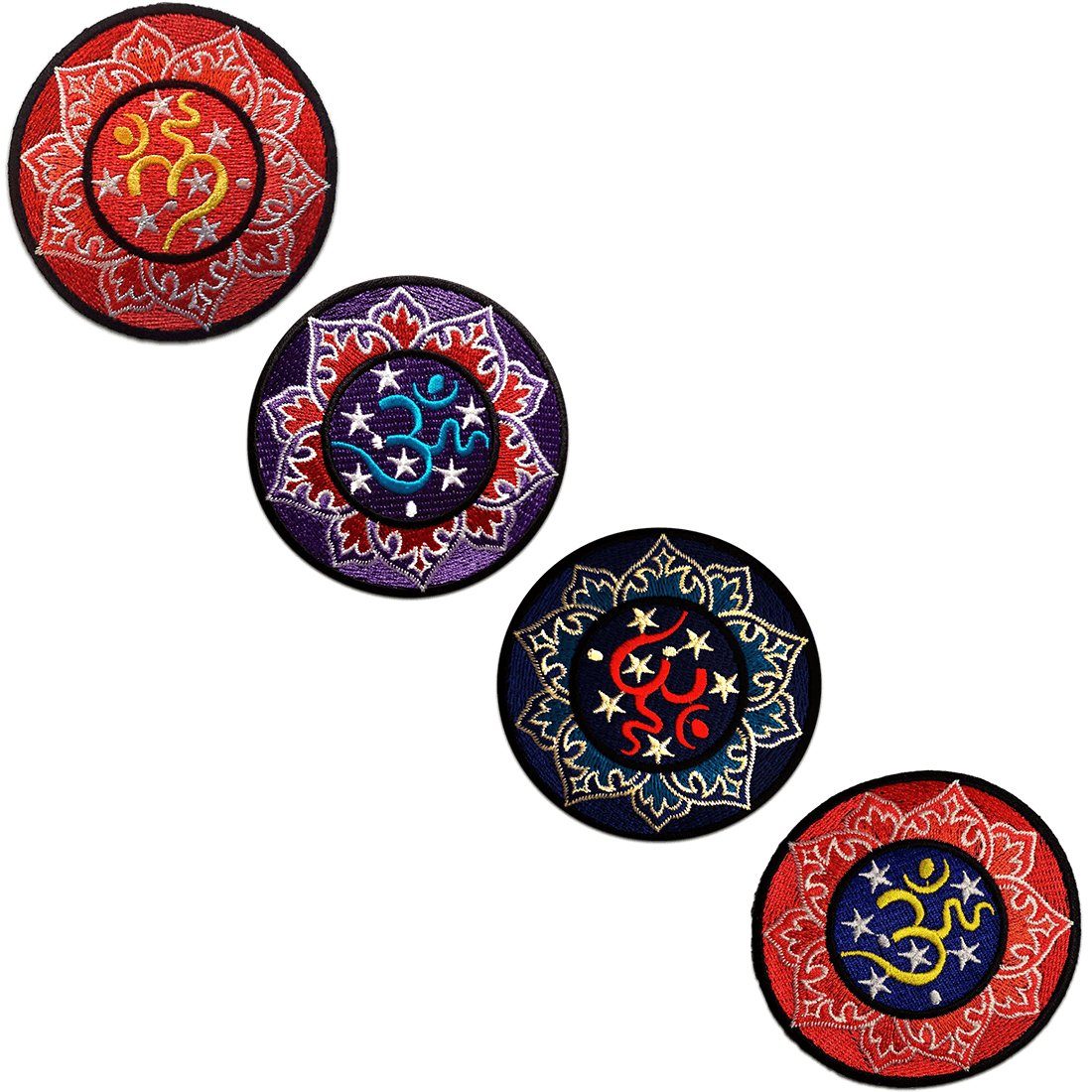 Catch the Patch Aufnäher Bügelbild, Aufbügler, Applikationen, Patches, Flicken, zum aufbügeln, Polyester, Om Symbol Meditation - Größe: Ø 7,5 cm