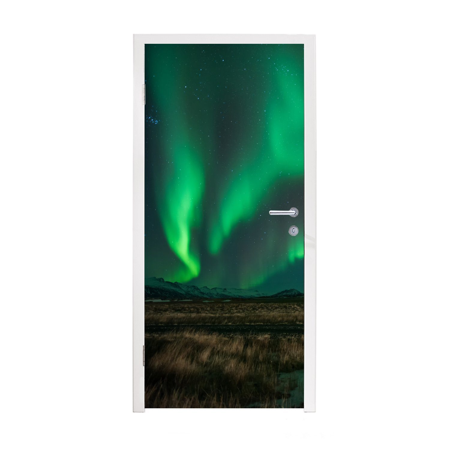 MuchoWow Türtapete Nordlichter - Natur - Island, Matt, bedruckt, (1 St), Fototapete für Tür, Türaufkleber, 75x205 cm