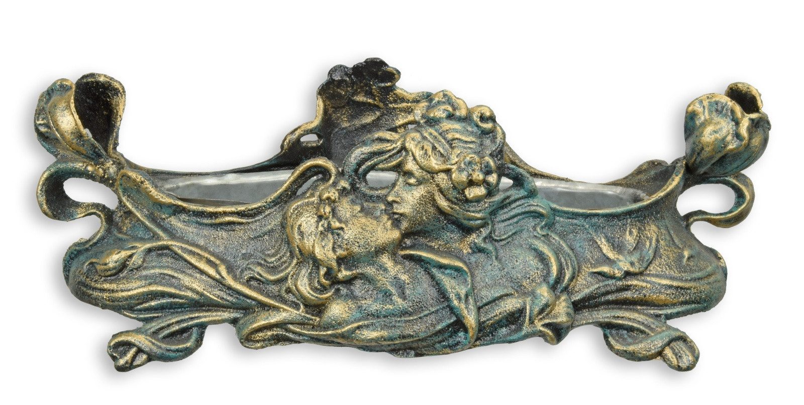 Aubaho Dekoobjekt Jugendstil-Pflanzgefäß aus Gusseisen mit Zinneinlage Replikat Retro De