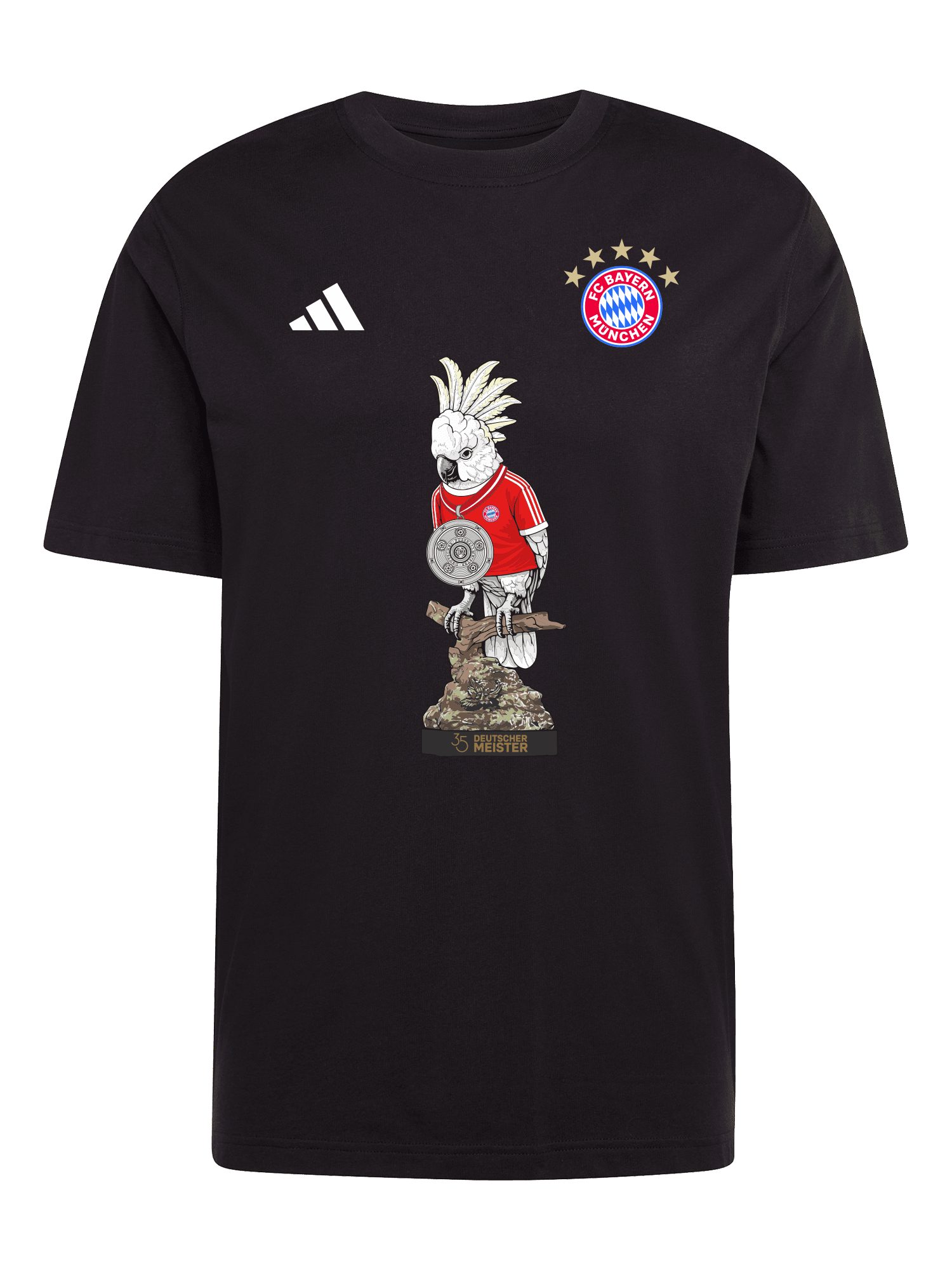 adidas Performance T-Shirt FC Bayern München, T-Shirt Meister 2026, Herren, Schwarz