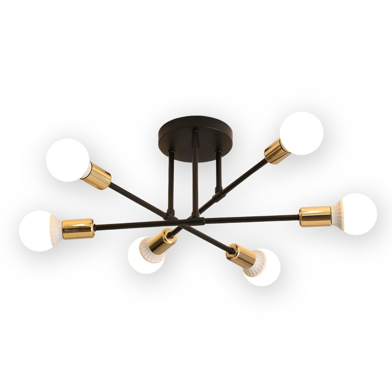 Riserva Dekolicht E27 Dekoleuchte,6 flammige Retro Leuchte,schlichte Deckenleuchte, Hochwertige Materialien (ohne Leuchtmittel),einfache Installation