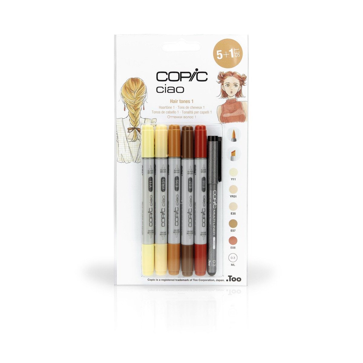 COPIC Dekorationsfolie Copic Marker Set Ciao 5+1 Hair Tones 1