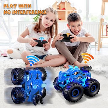 Esun RC-Auto Ferngesteuerter Monstertruck Ferngesteuert mitSpray (mit Licht und Sound), Ferngesteuertes Auto ab 3 4 5 6 8 Jahre Mädchen Kinder, mit 2 Akkus