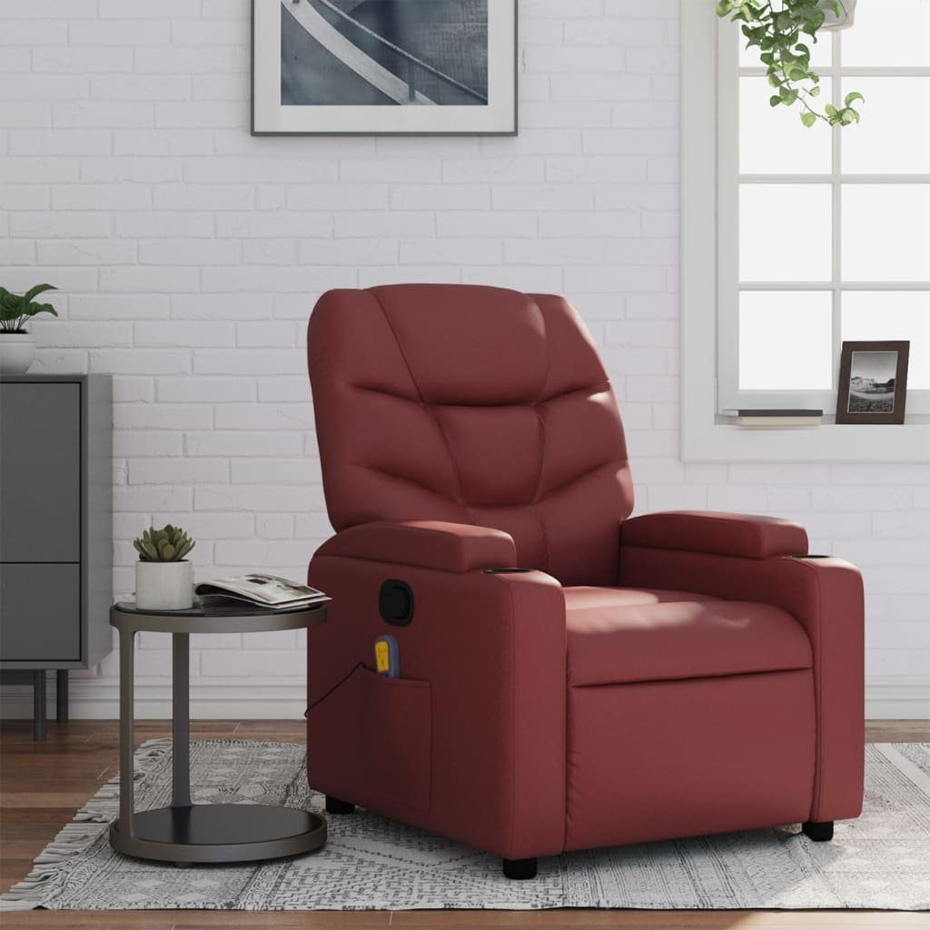 vidaXL Sessel Massagesessel Weinrot Kunstleder (1-St) günstig online kaufen