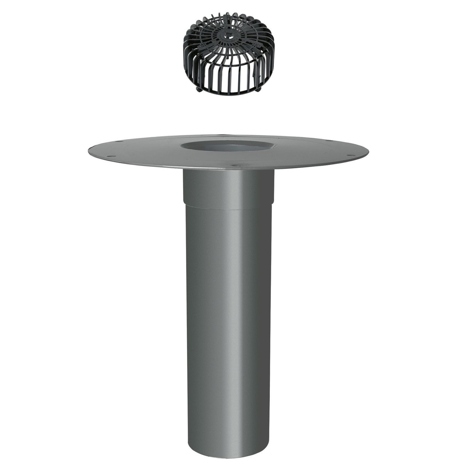 FLECK Dachdurchführung Flachdachablauf mit Flansch aus Hart-PVC und Kiesfang DN70