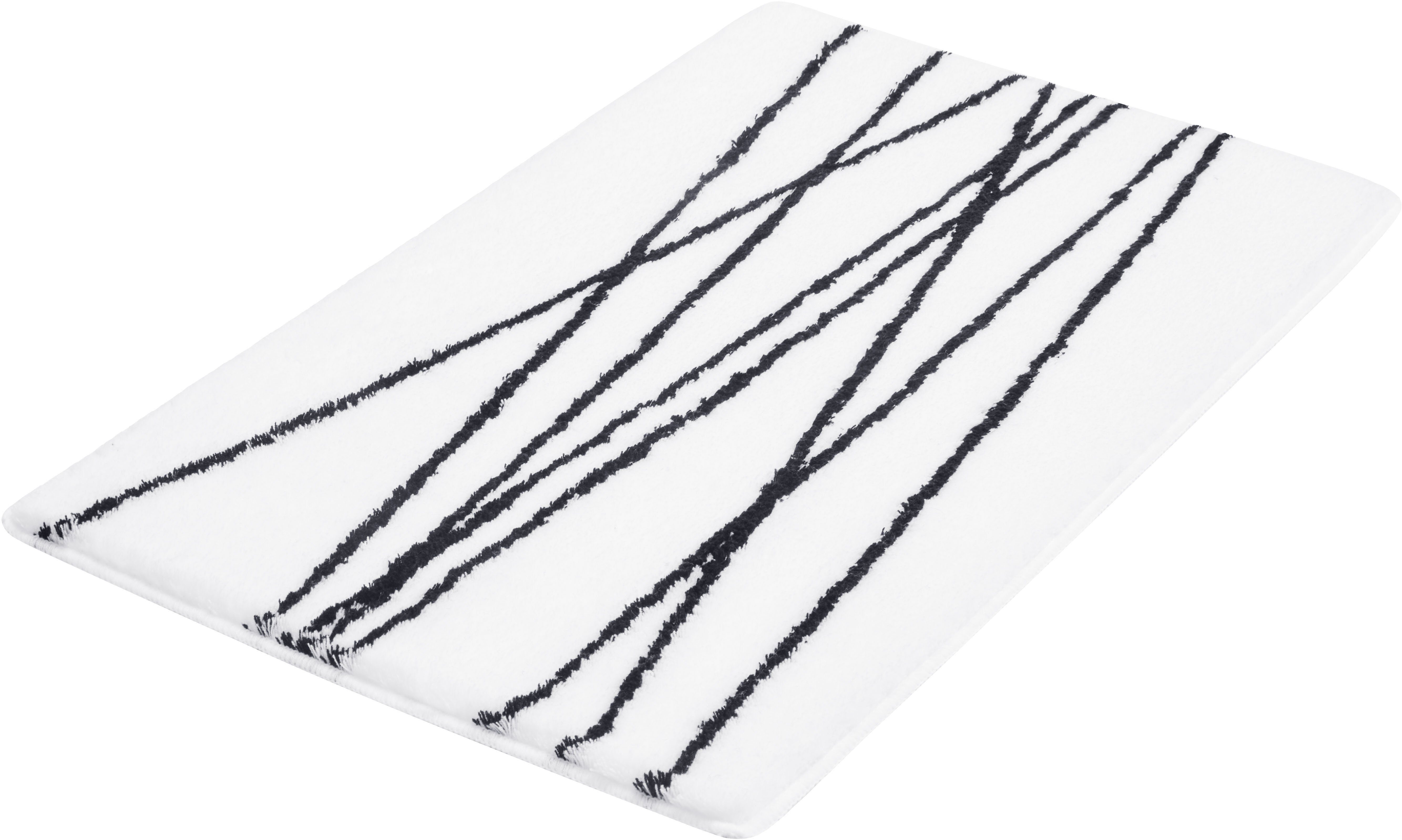 Kleine Wolke Badematte Tira, Höhe 20 mm, rutschhemmend beschichtet, fußbodenheizungsgeeignet, Polyacryl, rechteckig, Badteppich, modernes Streifen Design, waschbar