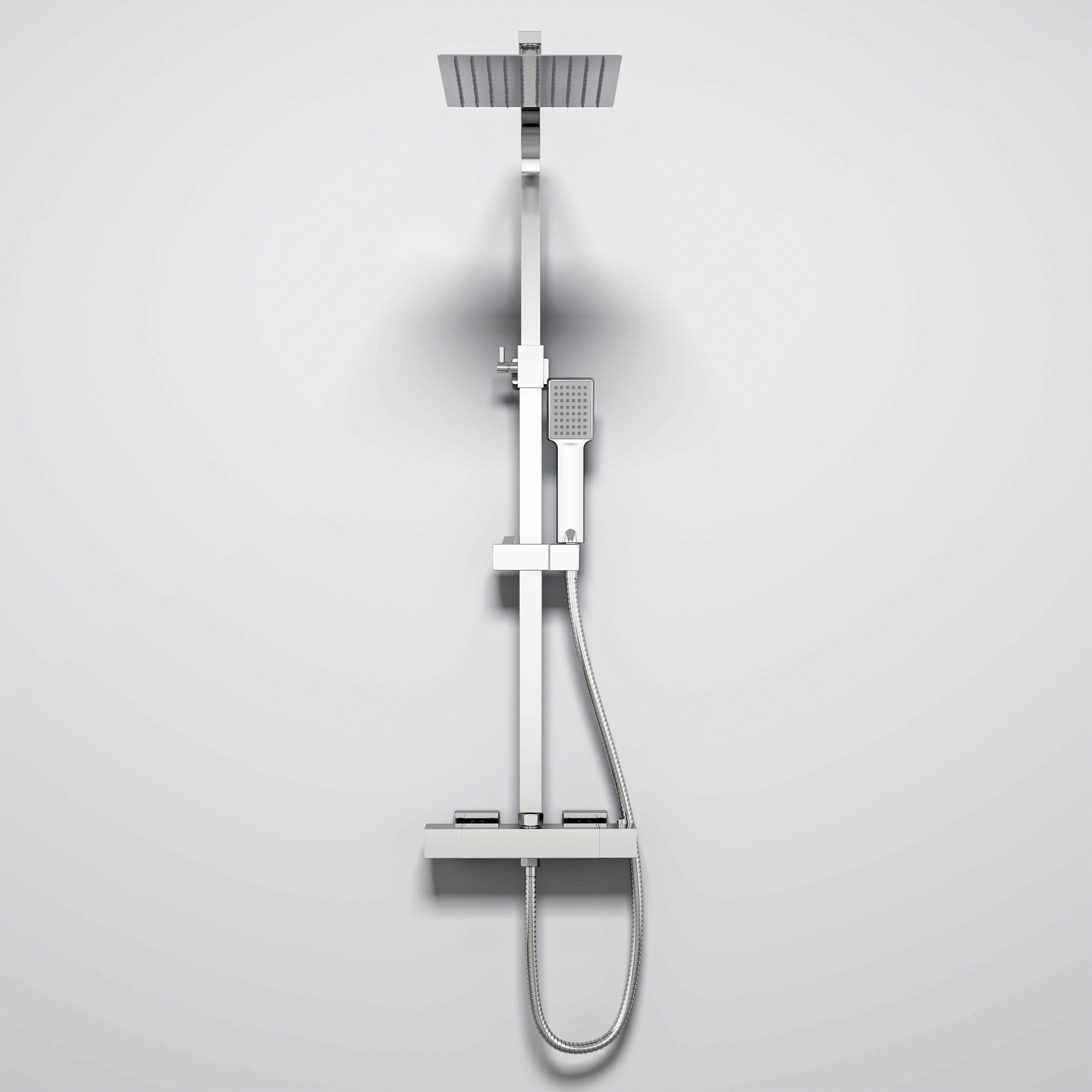 Duschparadies Duschsystem DUSCHPARADIES Thermostat-Duschsystem Edelstahl Quadrat-Design, Set, Brauseschlauch mit Verdrehschutz
