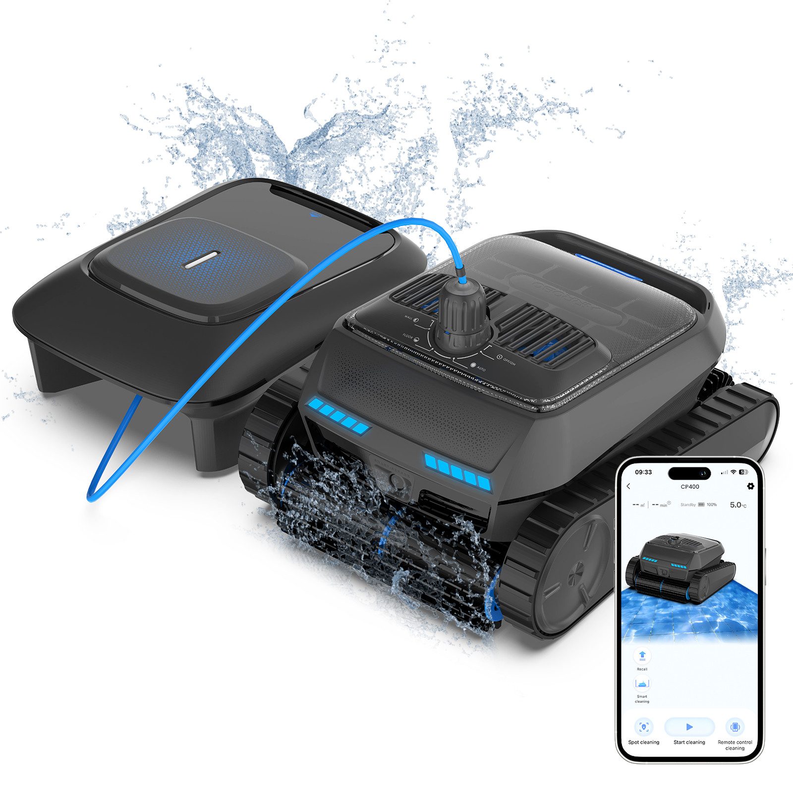 AIRROBO Poolroboter 2026 Upgrade CP400lite Poolroboter Wand & Boden, poolroboter akku, (Geeignet für die Reinigung von Böden, Wänden, Wasserlinie und Wasseroberflächen, Geeignet für die meisten Schwimmbäder), 4 Motoren,Die Komplettlösung für die Poolreinigung,2 Jahr Garantie