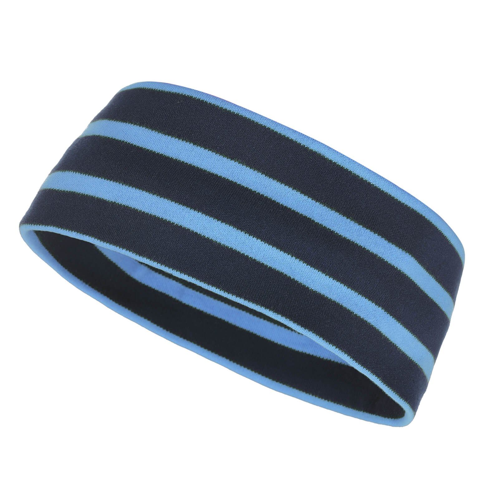 modAS Stirnband Unisex Kopfband Maritim für Kinder und Erwachsene zweilagig Baumwolle (74) blau / azur