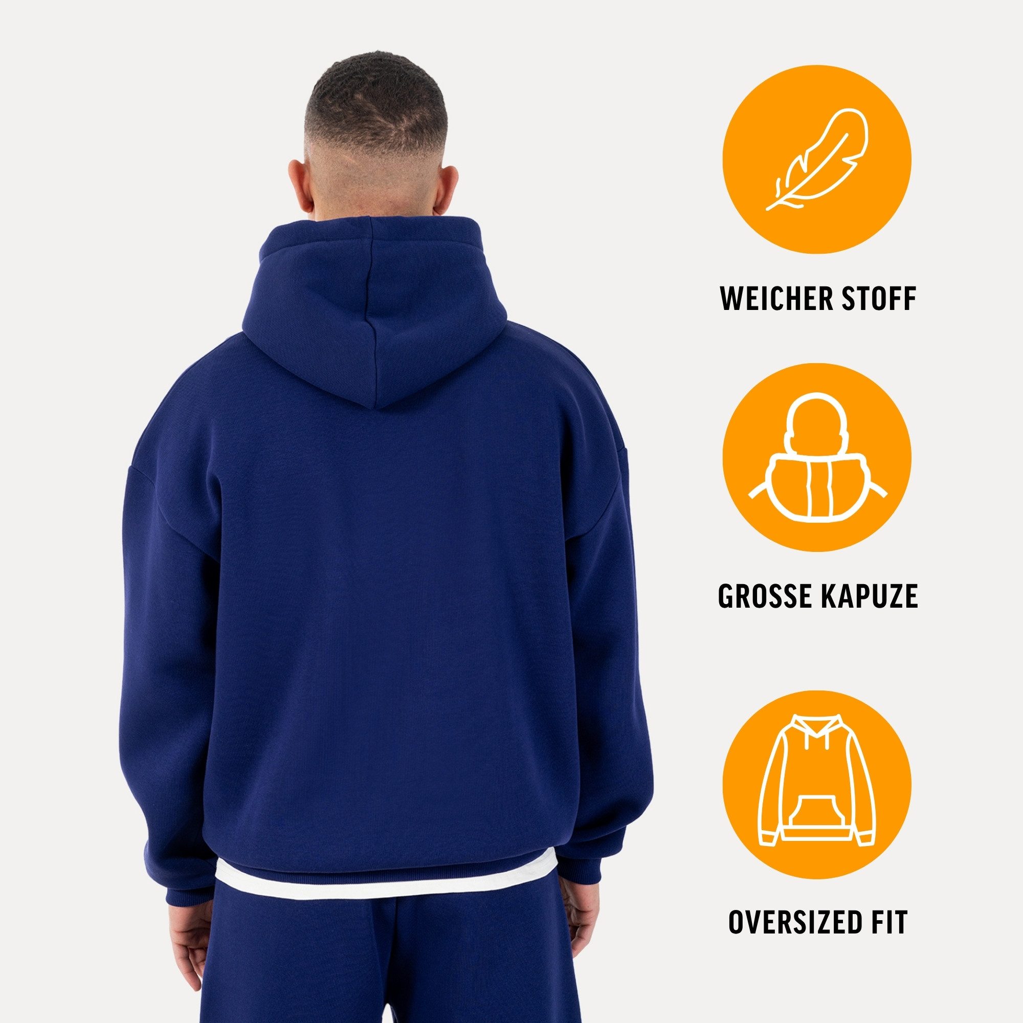 Smilodox Hoodie Oswin, Oversized Pullover Herren, Sweater mit Frontprint und Kapuze Baggy Fit, Weiches Sweatmaterial, ideal für Gym & Freizeit