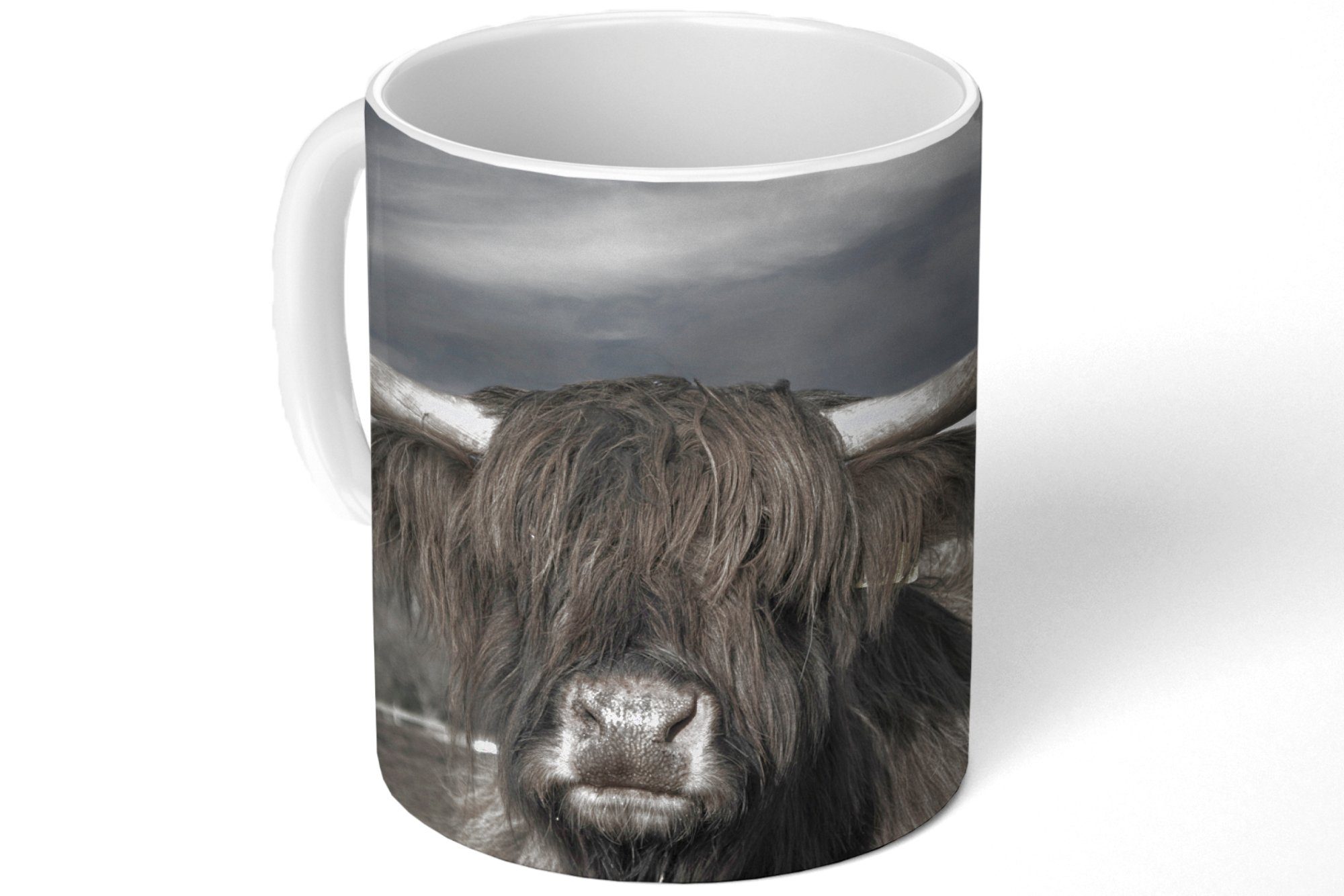 Teetasse, Tasse - Kaffeetassen, Geschenk Schottischer Teetasse, Keramik, Highlander Hörner, Becher, MuchoWow Tiere -