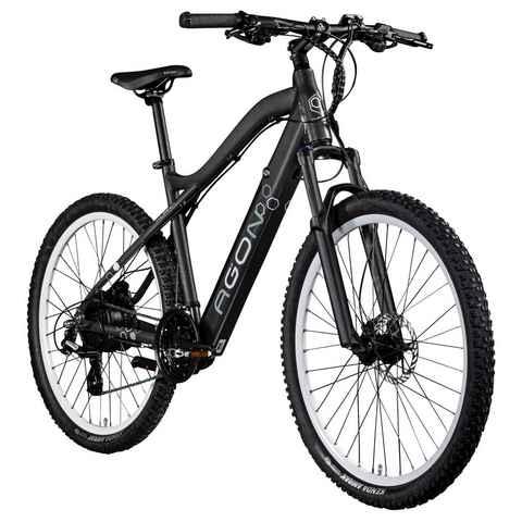 AGON E-Bike Alpha, 24 Gang, Kettenschaltung, Heckmotor, 504 Wh Batterie, E Bike Mountainbike Herren oder Damen 170 - 190 cm Pedelec 27,5 Zoll