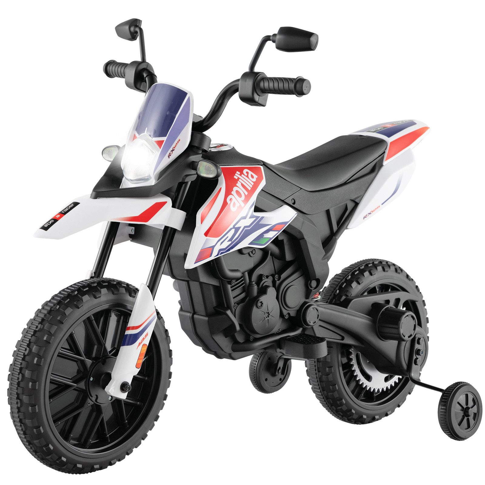 COSTWAY Elektro-Kindermotorrad, mit Stützrädern & Musik, 5,5-6 km/h