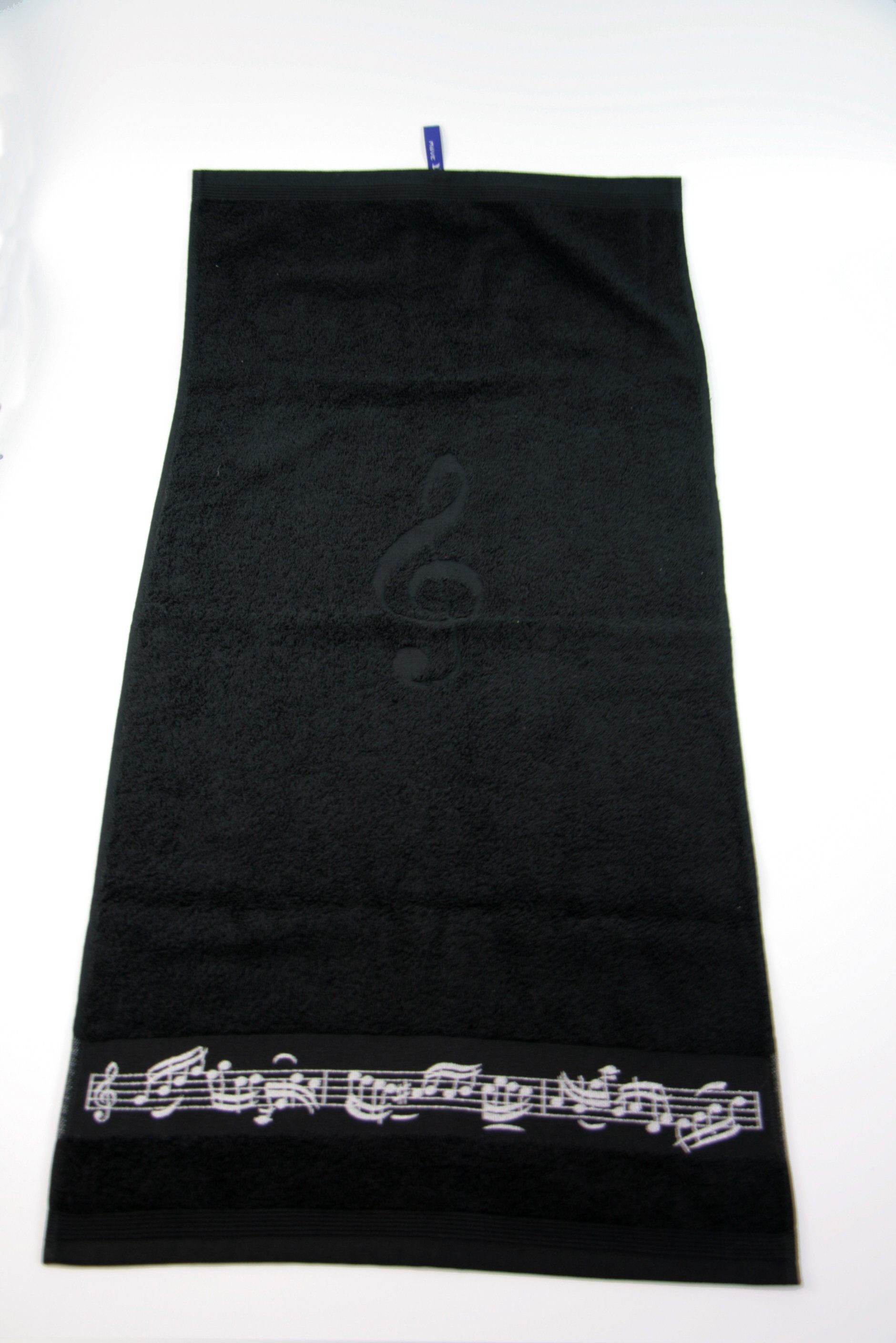 schwarzes (1-St), frottana mit und Handtücher, Notenbordüre Handtuch Baumwolle Violinschlüssel
