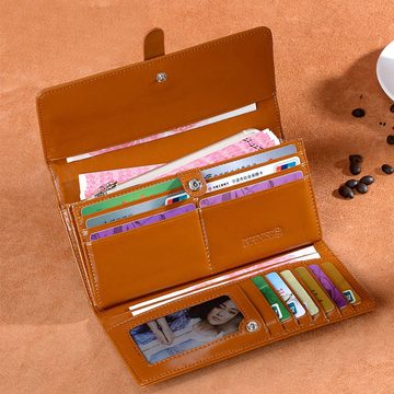 Mrichbez Geldbörse Frauen lange große Kapazität tri-fold Brieftasche (1-tlg), Vintage Geldbörse