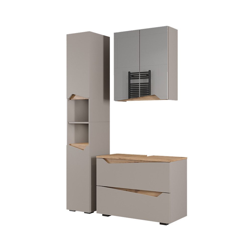 Vicco Badmöbel-Set Marelle, Greige/Artisan, 3 Teile günstig online kaufen