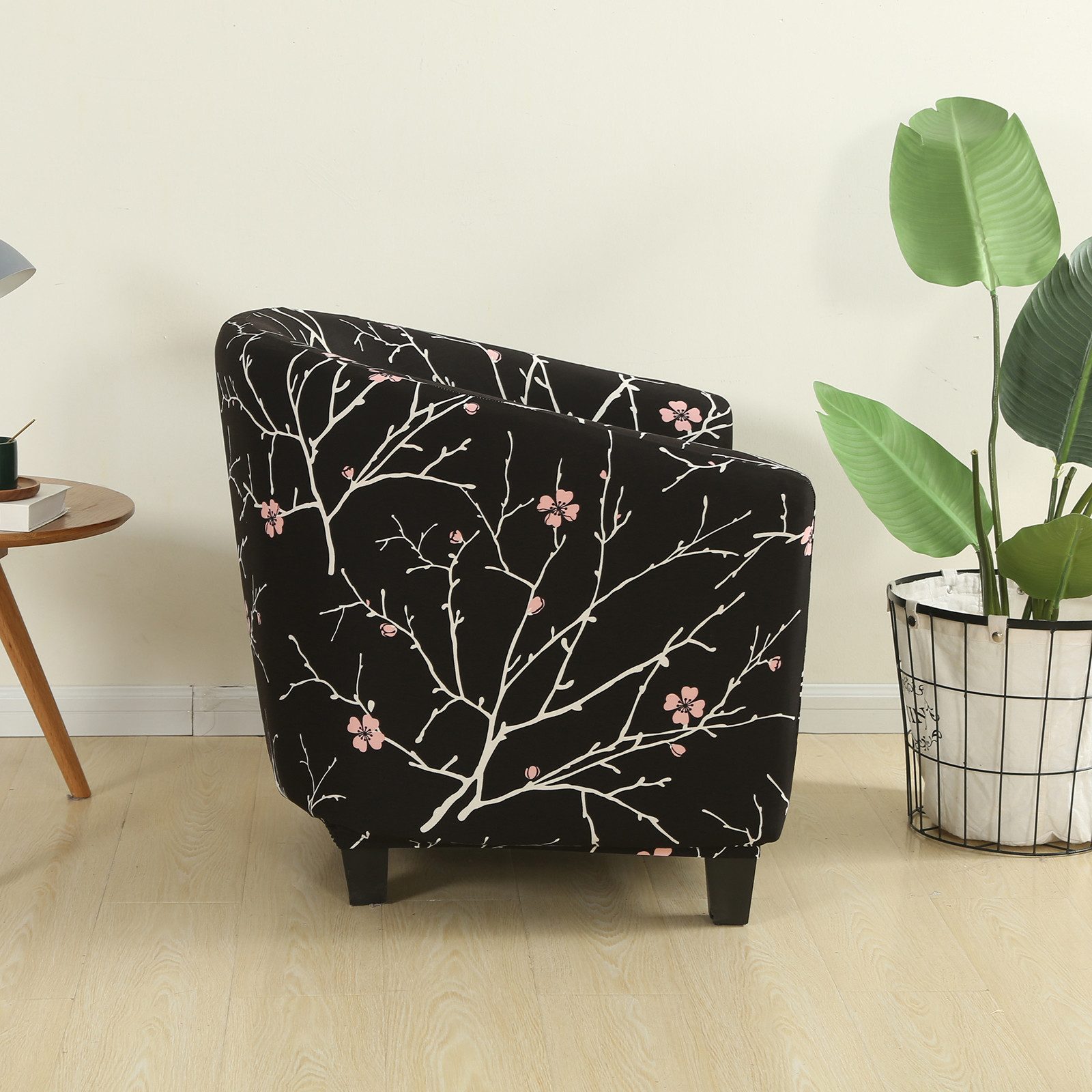 BTTO Sesselhusse Schonbezug Abnehmbarer und waschbarer Sessel Sofa-Schonbezug, Floraler Stuhl Überzug