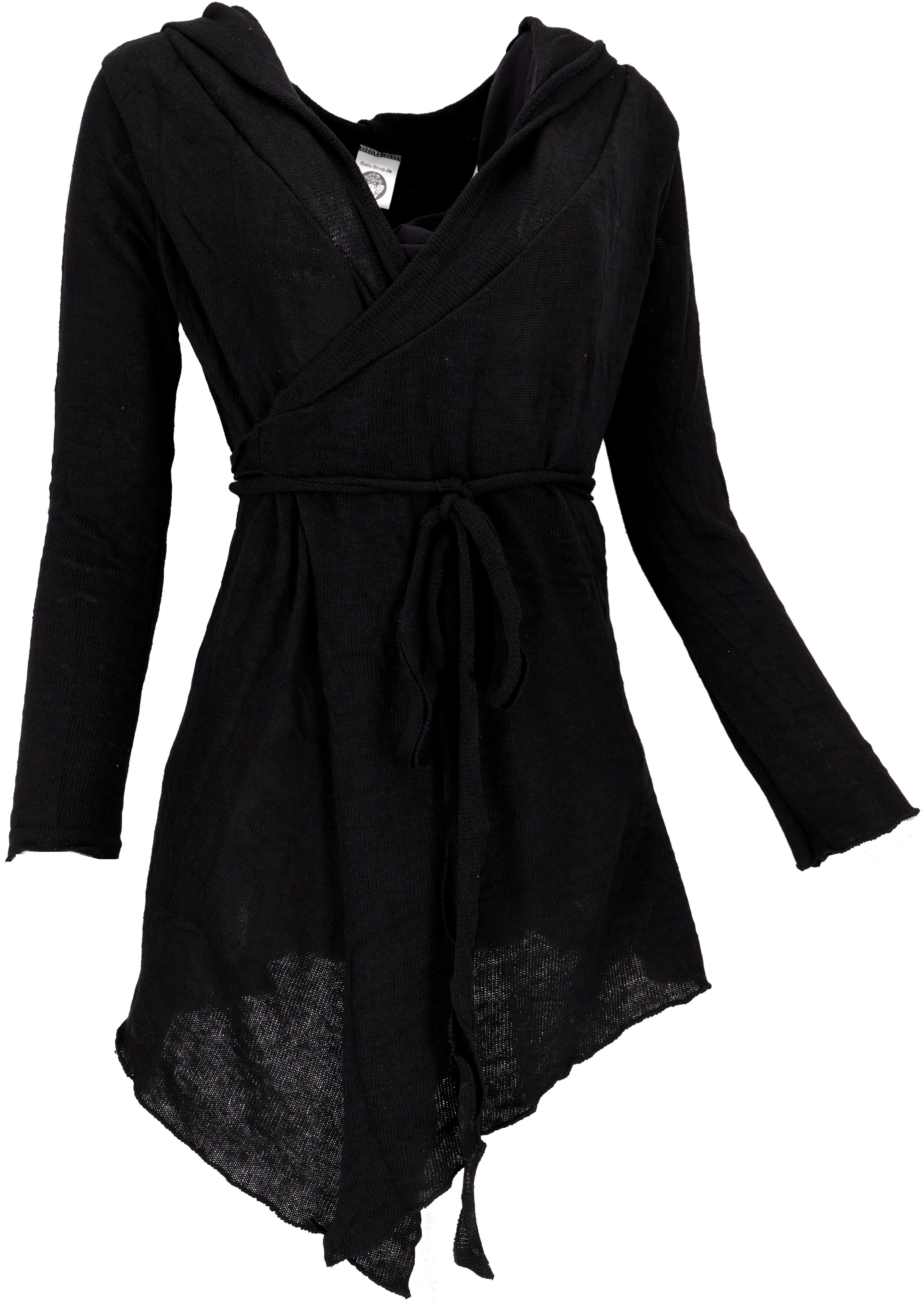 Guru-Shop Langjacke Pixi Wickel-Strickjacke - schwarz günstig online kaufen